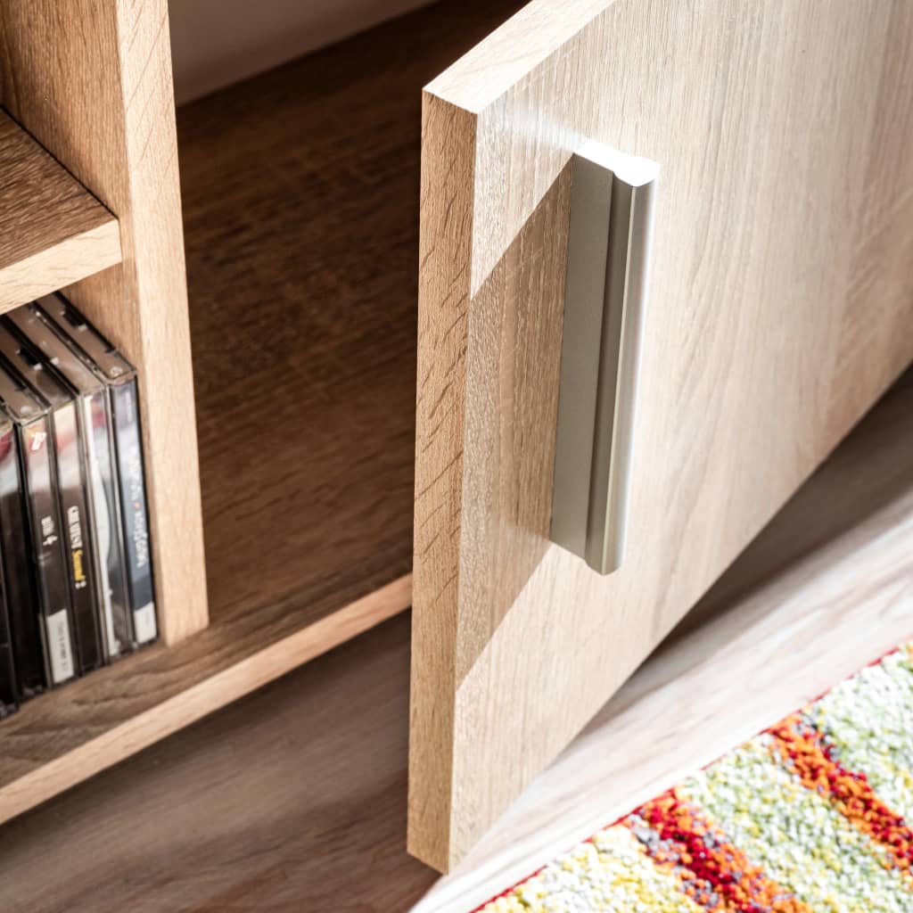 Wall-mounted TV cabinet with LED lights, Sonoma oak
