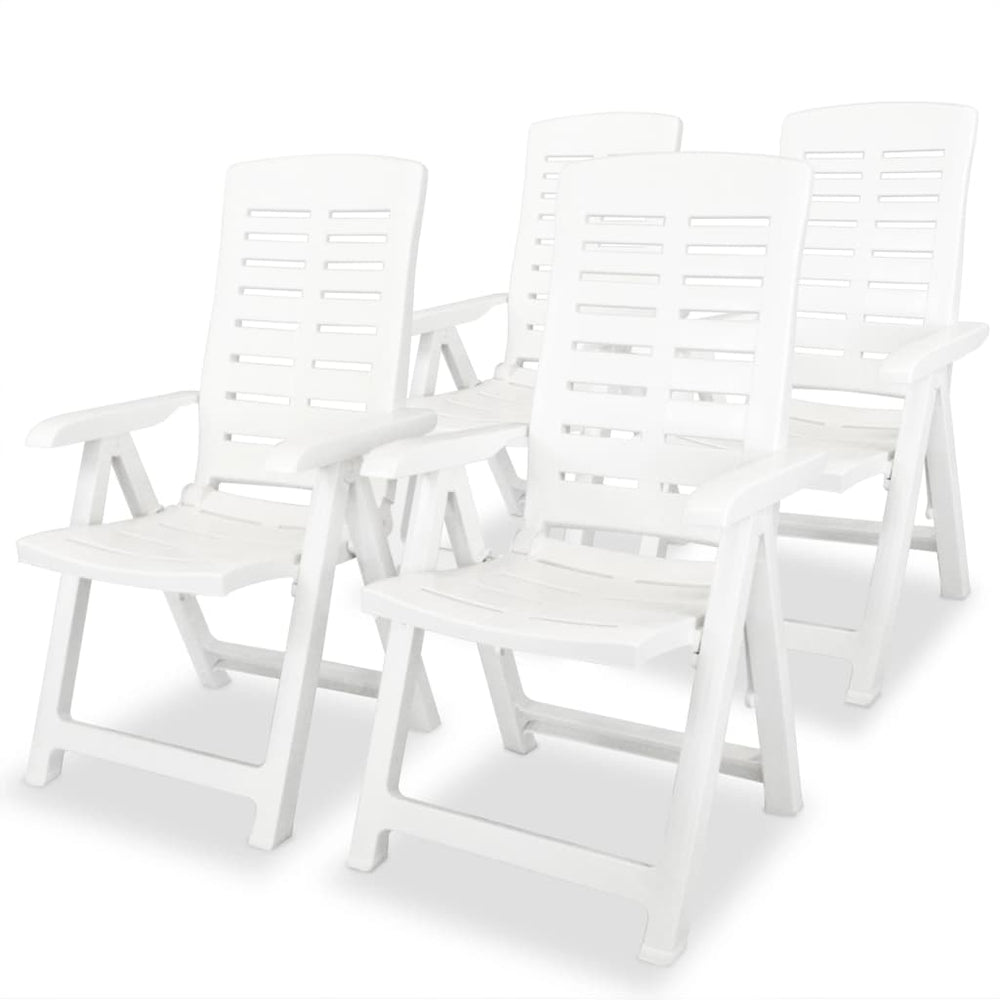 Reclining Garden Chairs, 4 pcs, Plastic, White