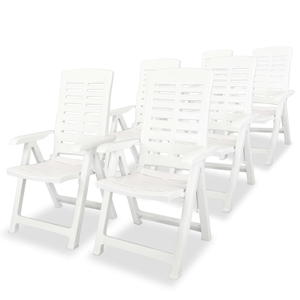 Reclining garden chairs, 6 pcs., plastic, white