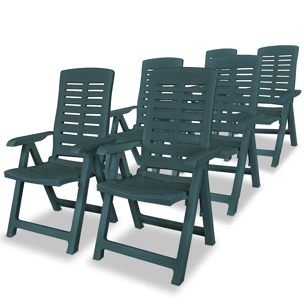 Reclining Garden Chairs, 6 pcs., Plastic, Green