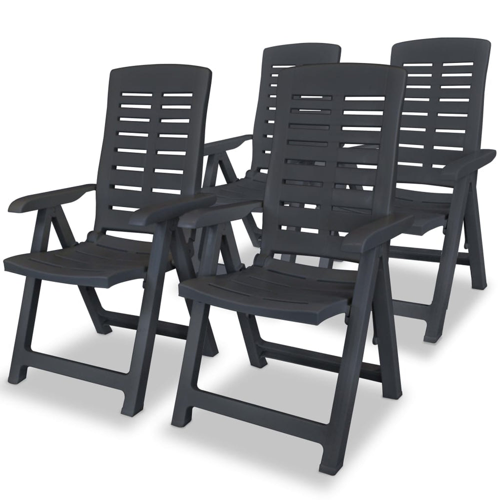 Reclining Garden Chairs, 4 pcs., Plastic, Grey