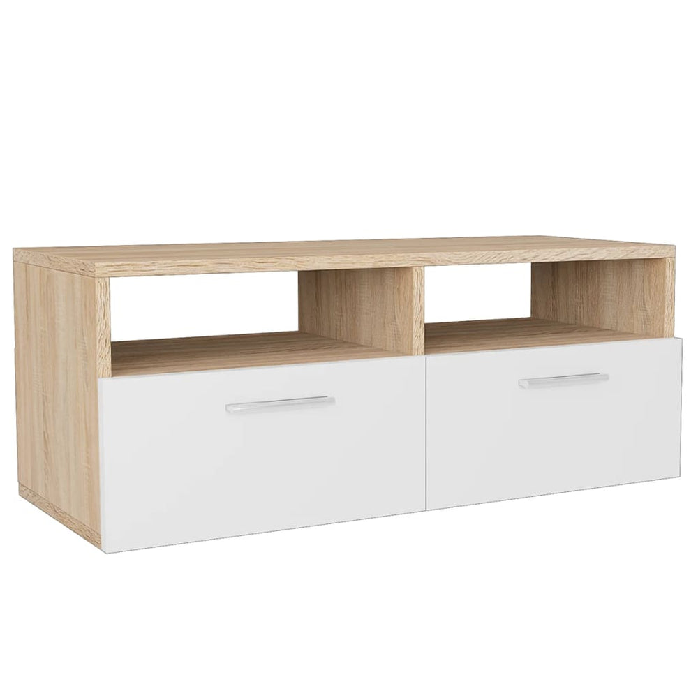 TV spintelės, 2vnt., ąžuolo/baltos, 95x35x36cm, mediena