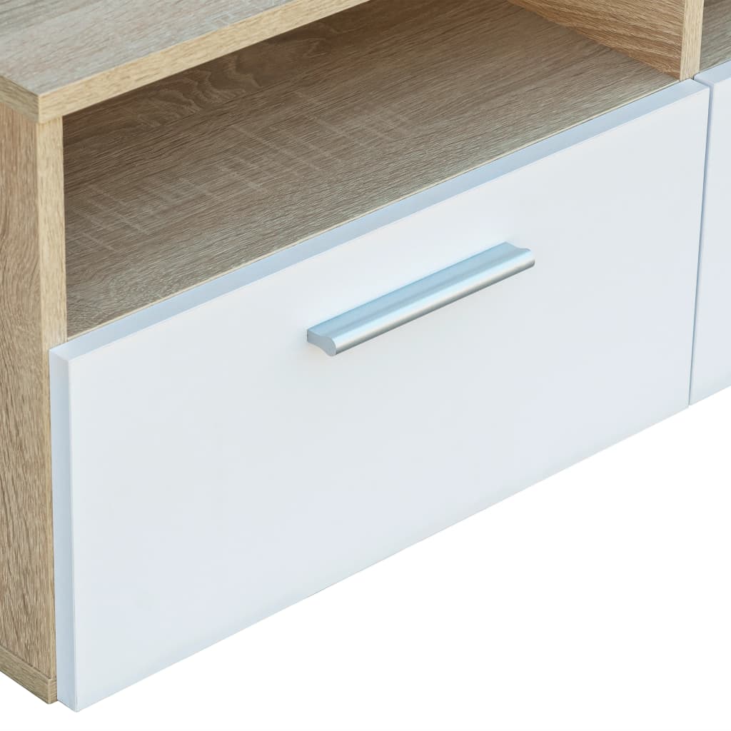 TV spintelės, 2vnt., ąžuolo/baltos, 95x35x36cm, mediena