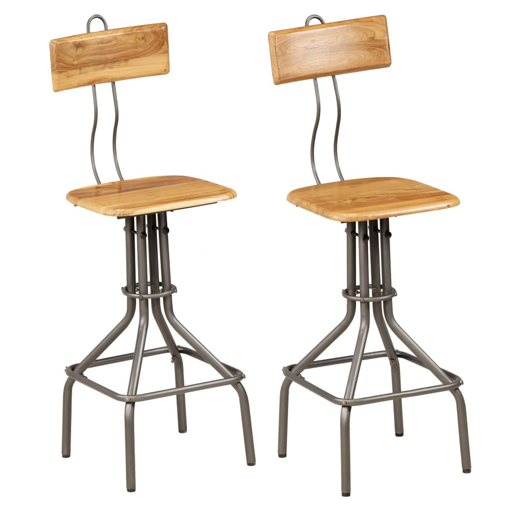 Bar stools, 2 pcs., solid reclaimed teak wood