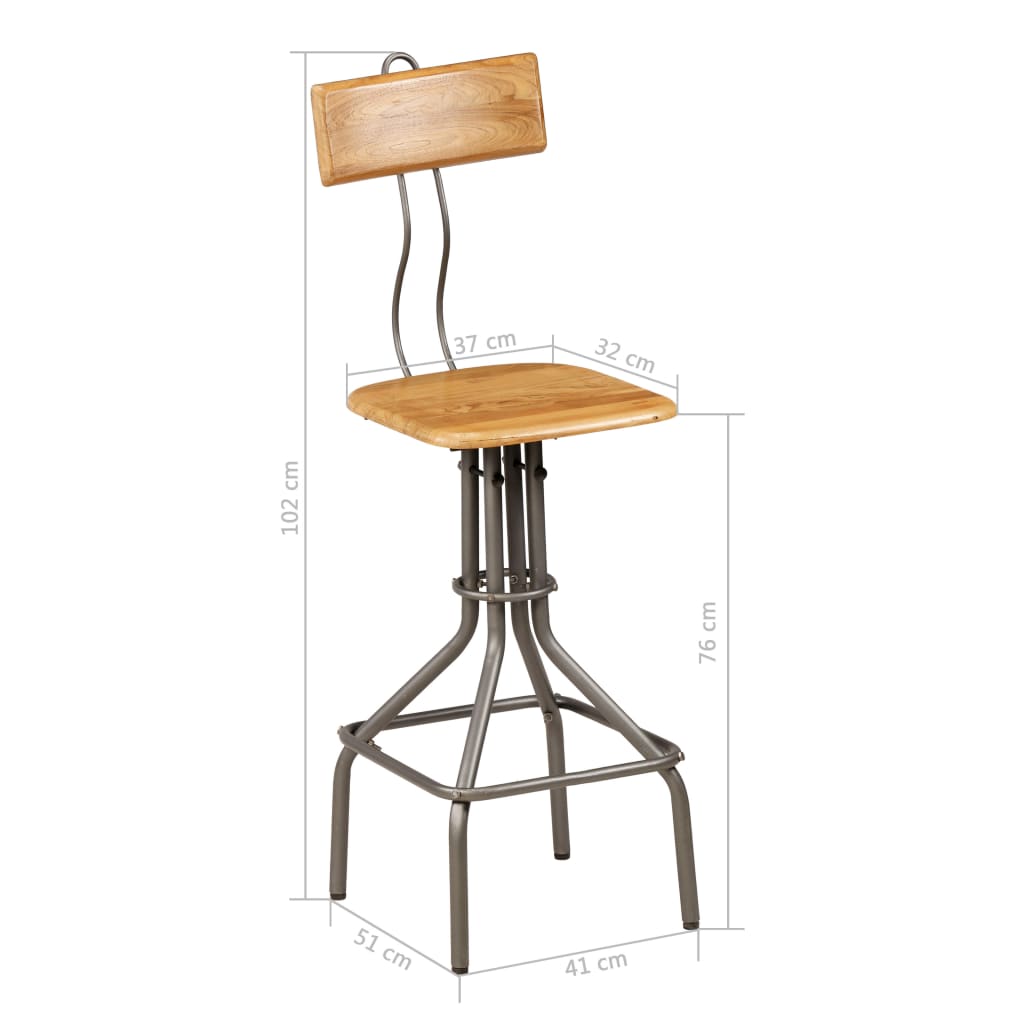 Bar stools, 2 pcs., solid reclaimed teak wood
