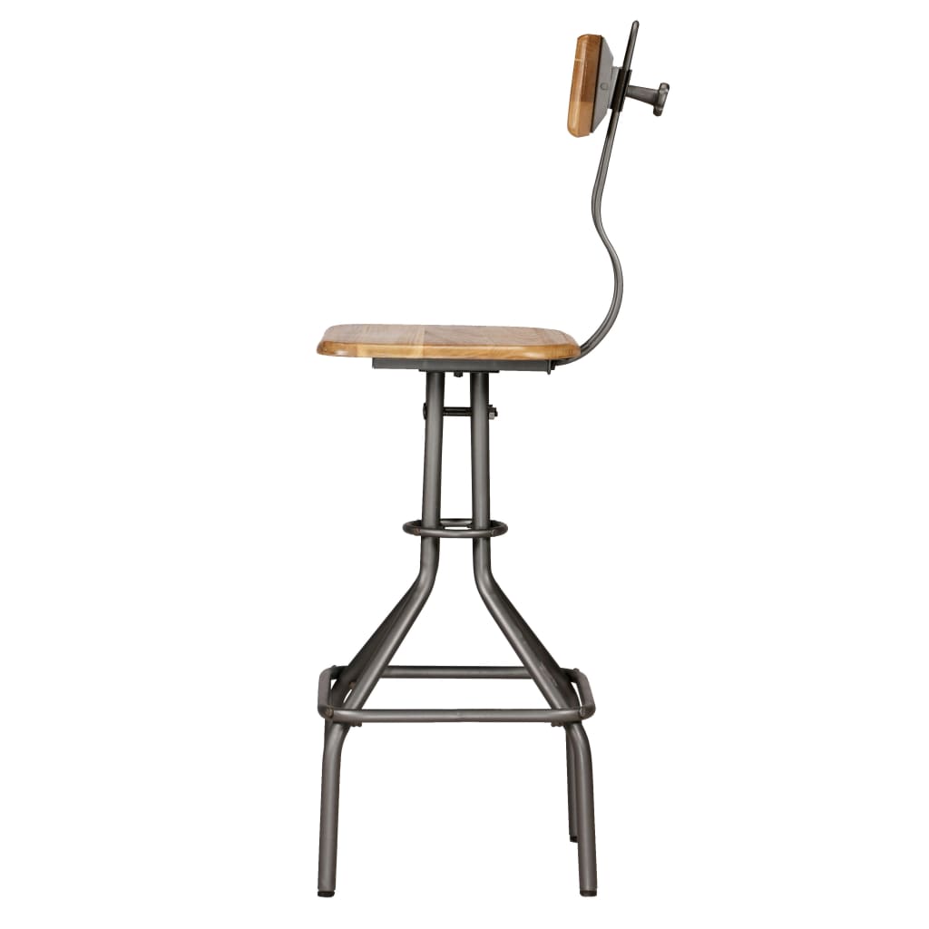 Bar stools, 2 pcs., solid reclaimed teak wood