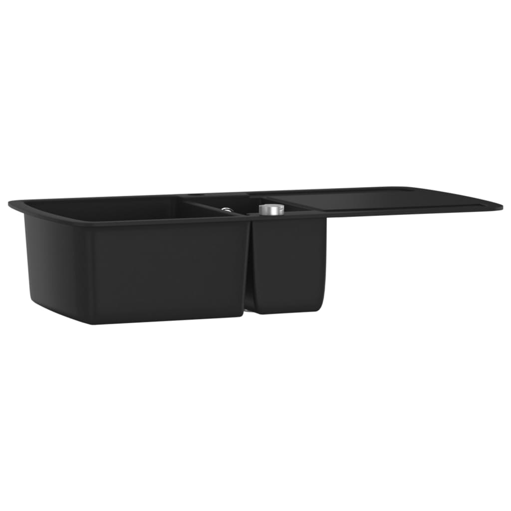 Kitchen sink, black, granite, two bowls