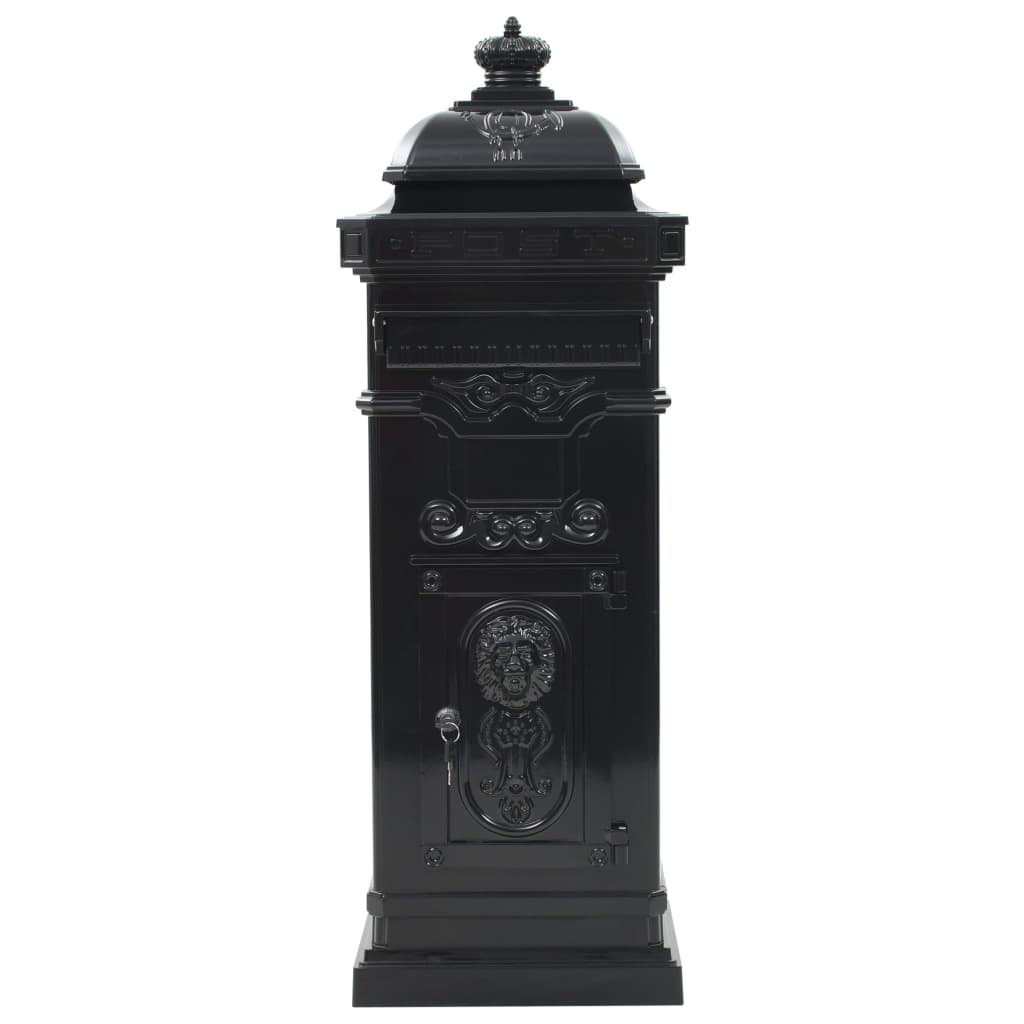 Letterbox, column-shaped, aluminium, stainless, black