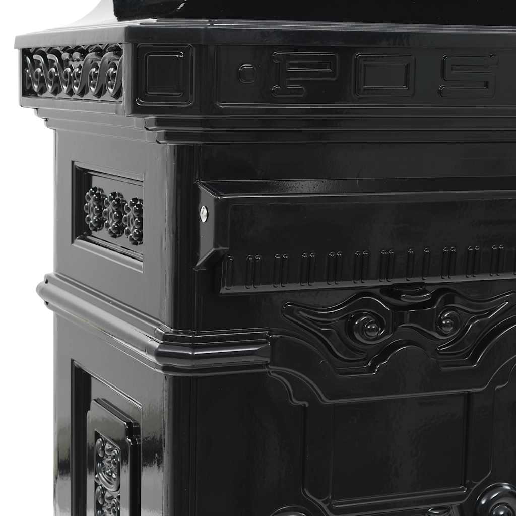 Letterbox, column-shaped, aluminium, stainless, black
