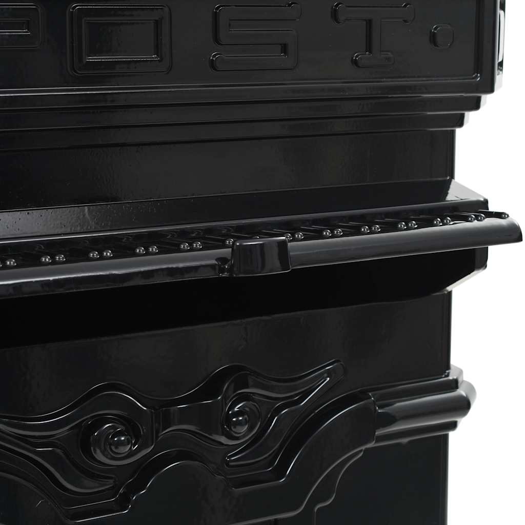 Letterbox, column-shaped, aluminium, stainless, black