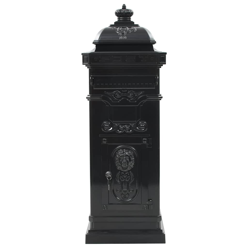 Letterbox, column-shaped, aluminium, stainless, black