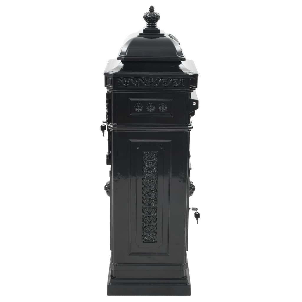 Letterbox, column-shaped, aluminium, stainless, black