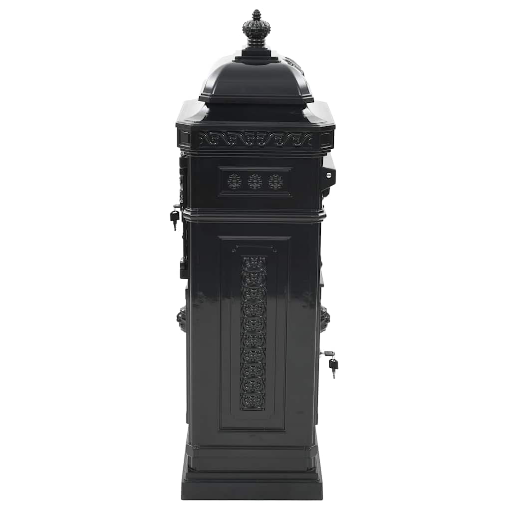 Letterbox, column-shaped, aluminium, stainless, black