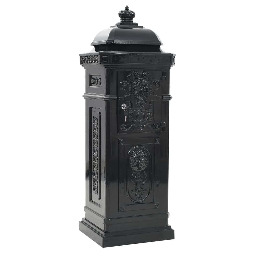 Letterbox, column-shaped, aluminium, stainless, black