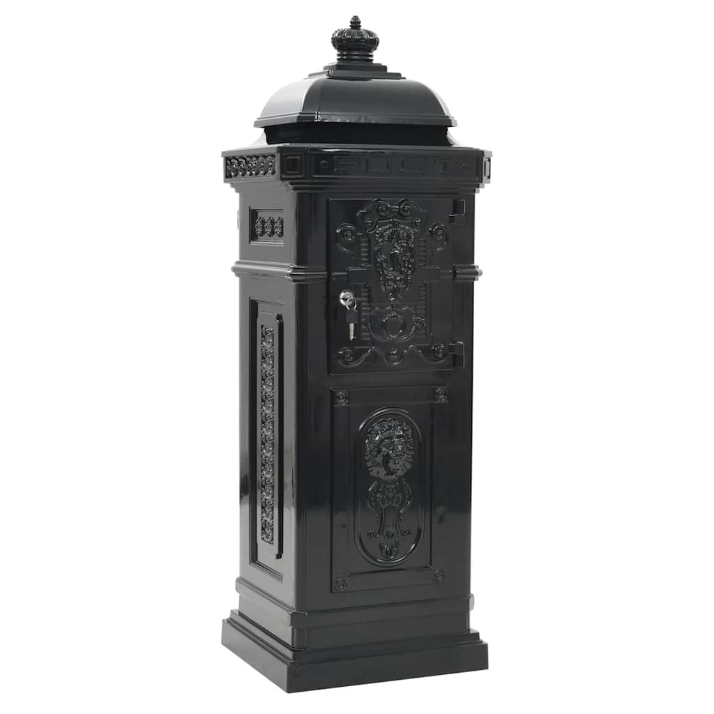 Letterbox, column-shaped, aluminium, stainless, black