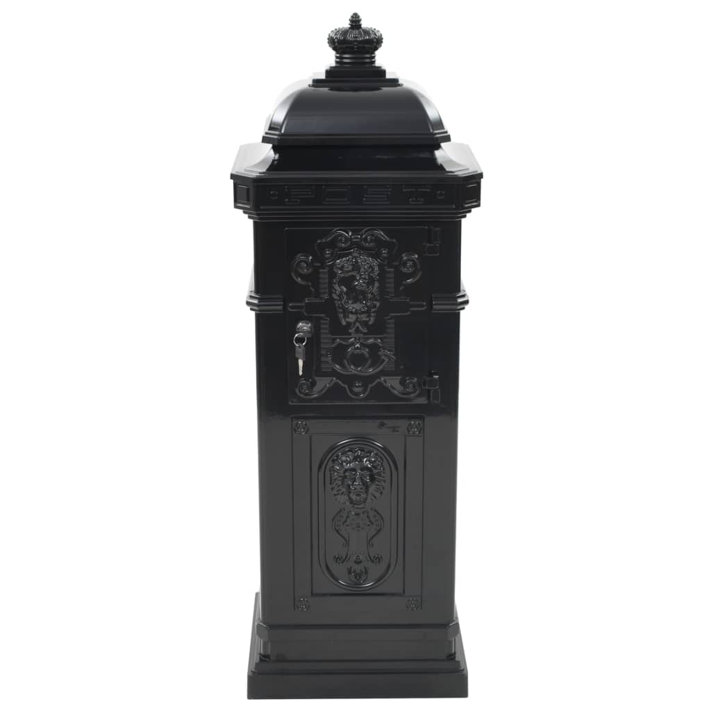 Letterbox, column-shaped, aluminium, stainless, black