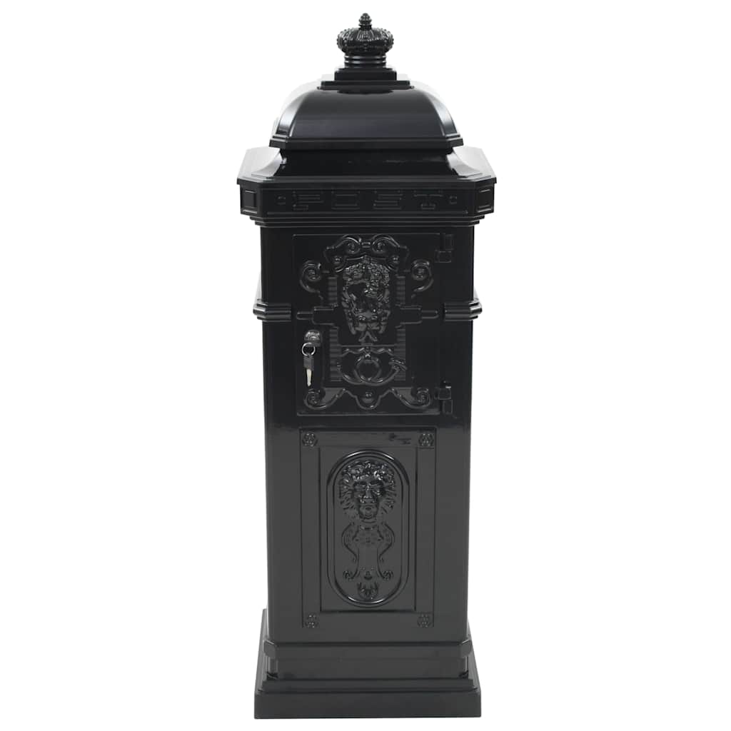 Letterbox, column-shaped, aluminium, stainless, black