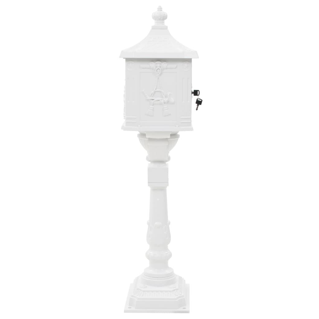 Postbox, aluminium, vintage style, rustproof, white