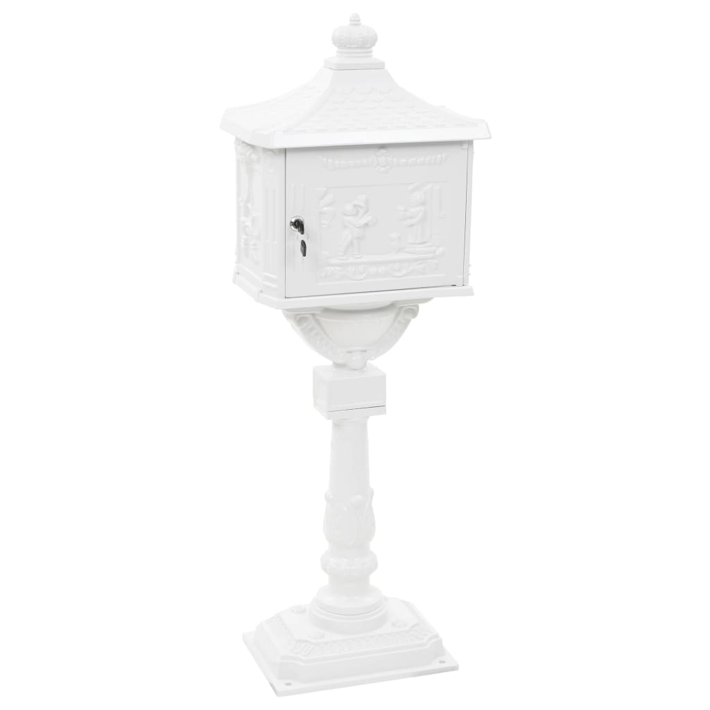 Postbox, aluminium, vintage style, rustproof, white