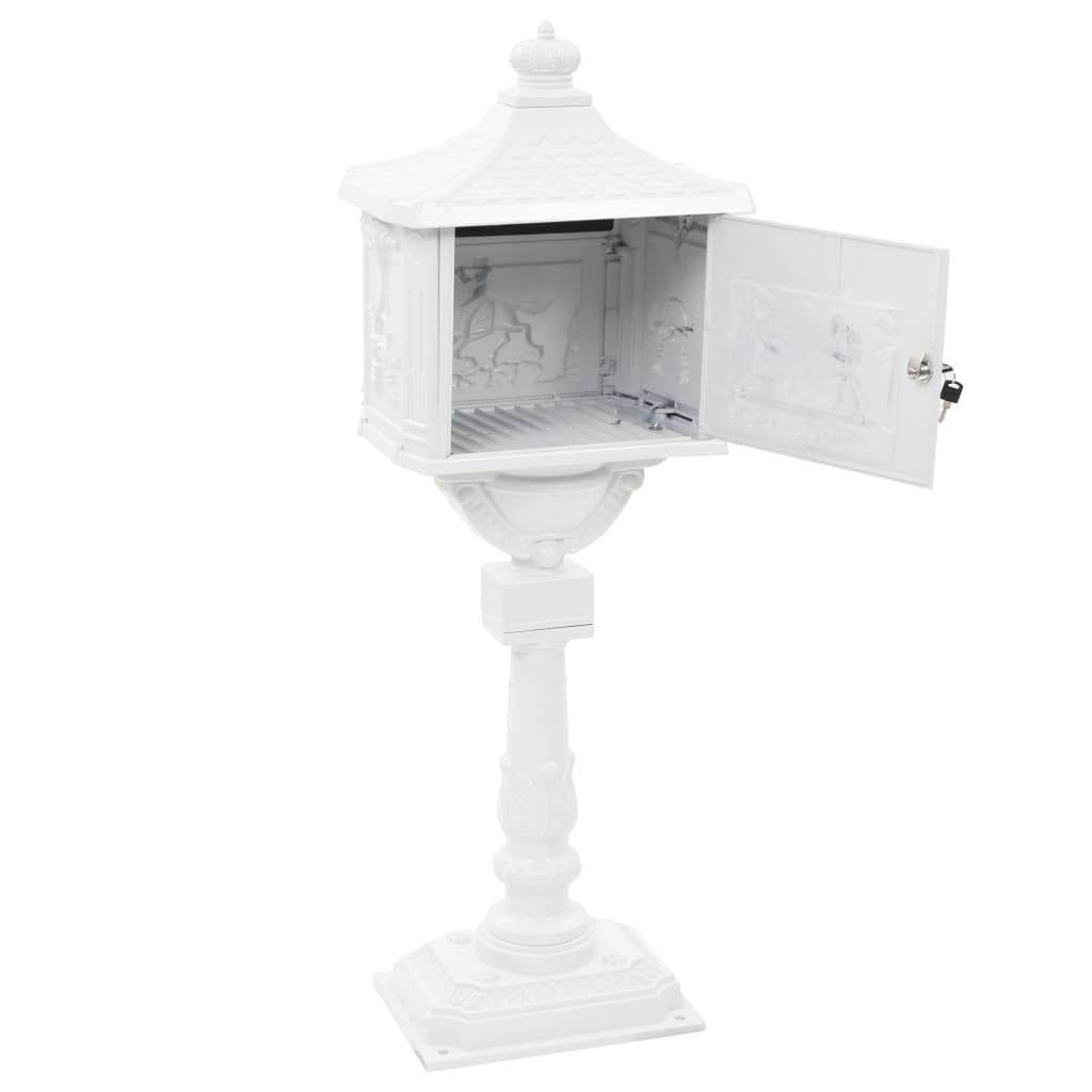 Postbox, aluminium, vintage style, rustproof, white