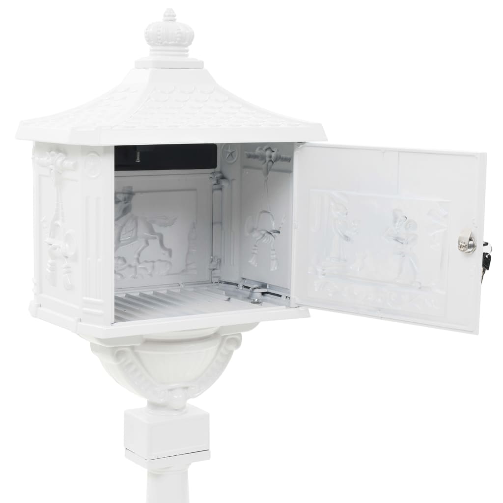 Postbox, aluminium, vintage style, rustproof, white
