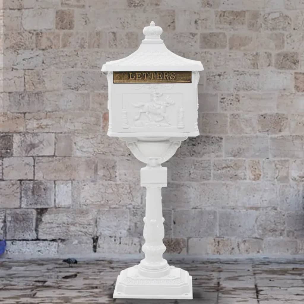 Postbox, aluminium, vintage style, rustproof, white