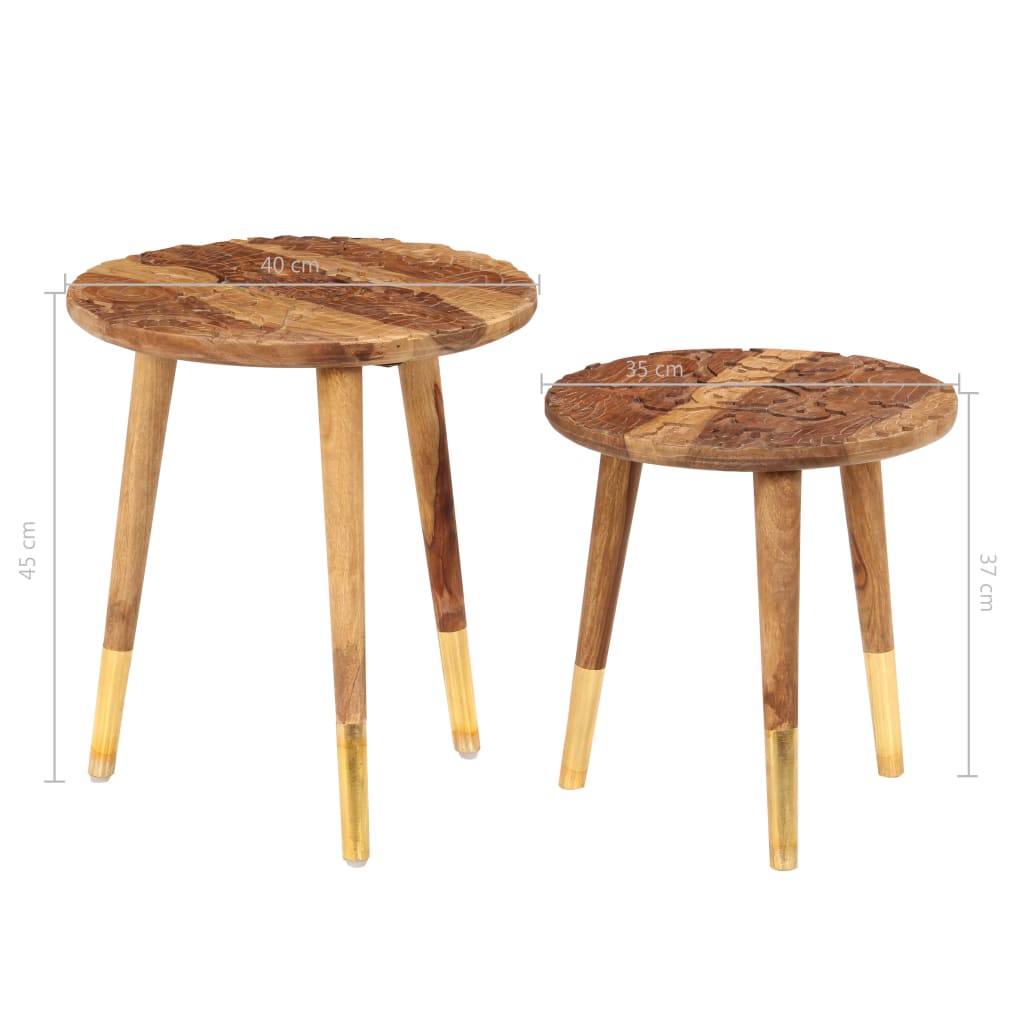 Coffee tables, 2 pcs., solid wood