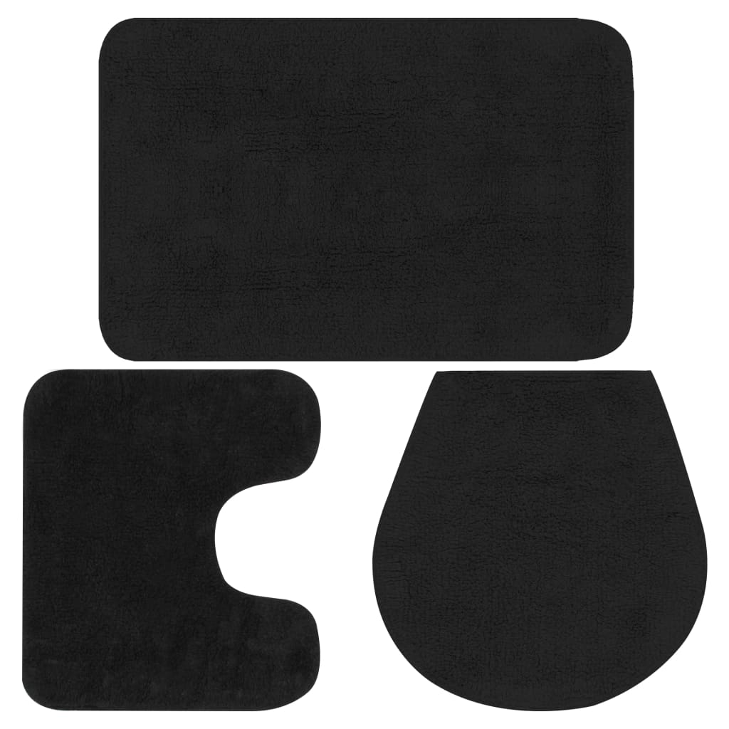 Bath mat set, 3 pcs., anthracite, fabric
