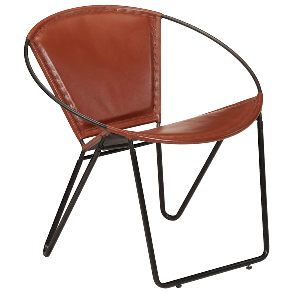 Chair, brown, real leather