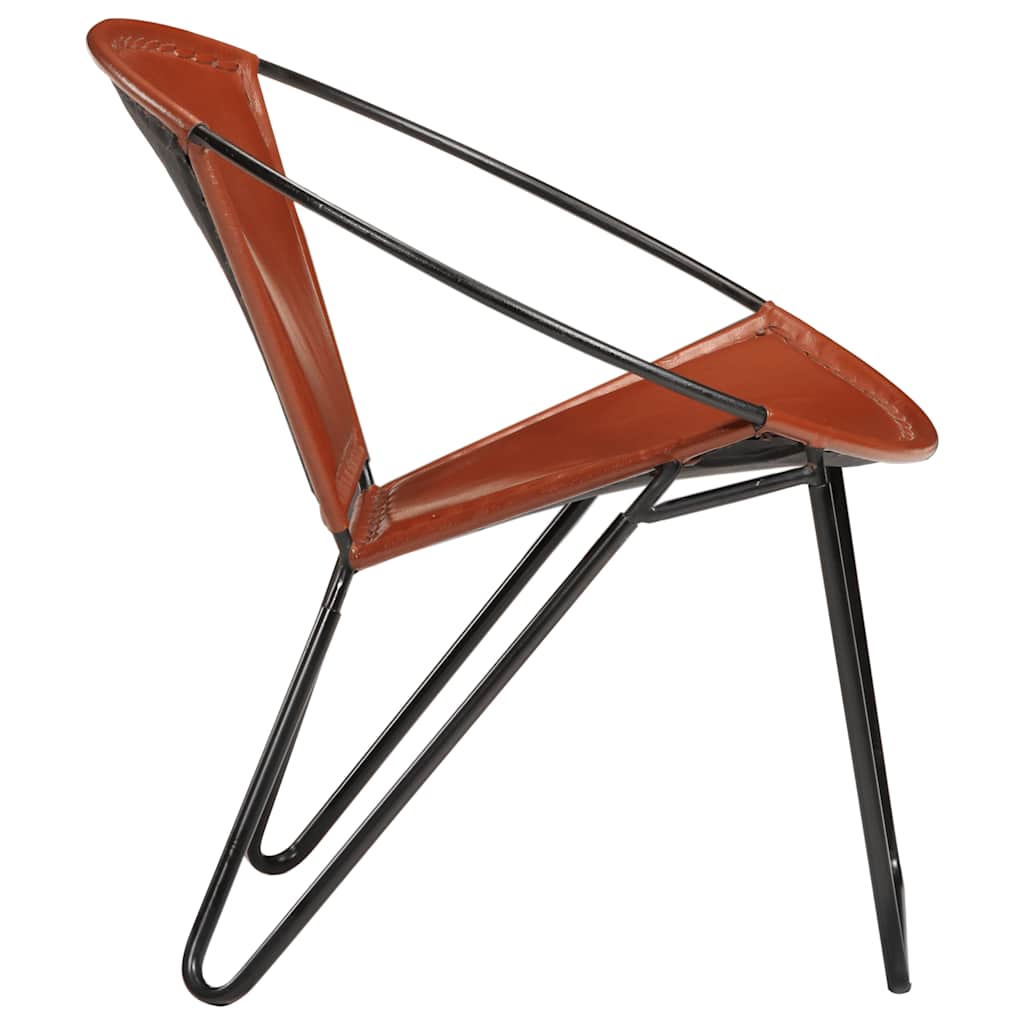 Chair, brown, real leather