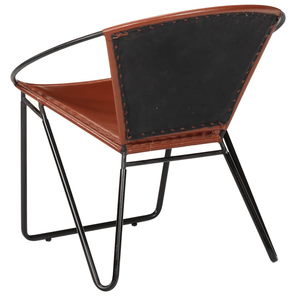 Chair, brown, real leather