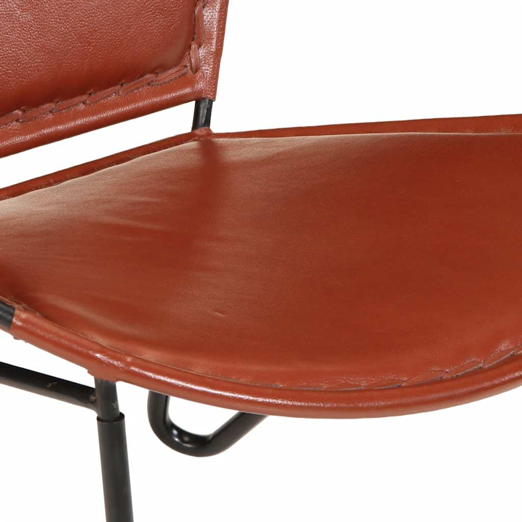 Chair, brown, real leather