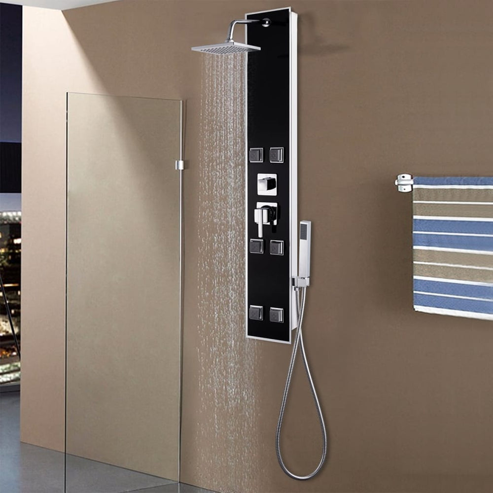 Shower panel, glass, 18x42.1x120cm, black