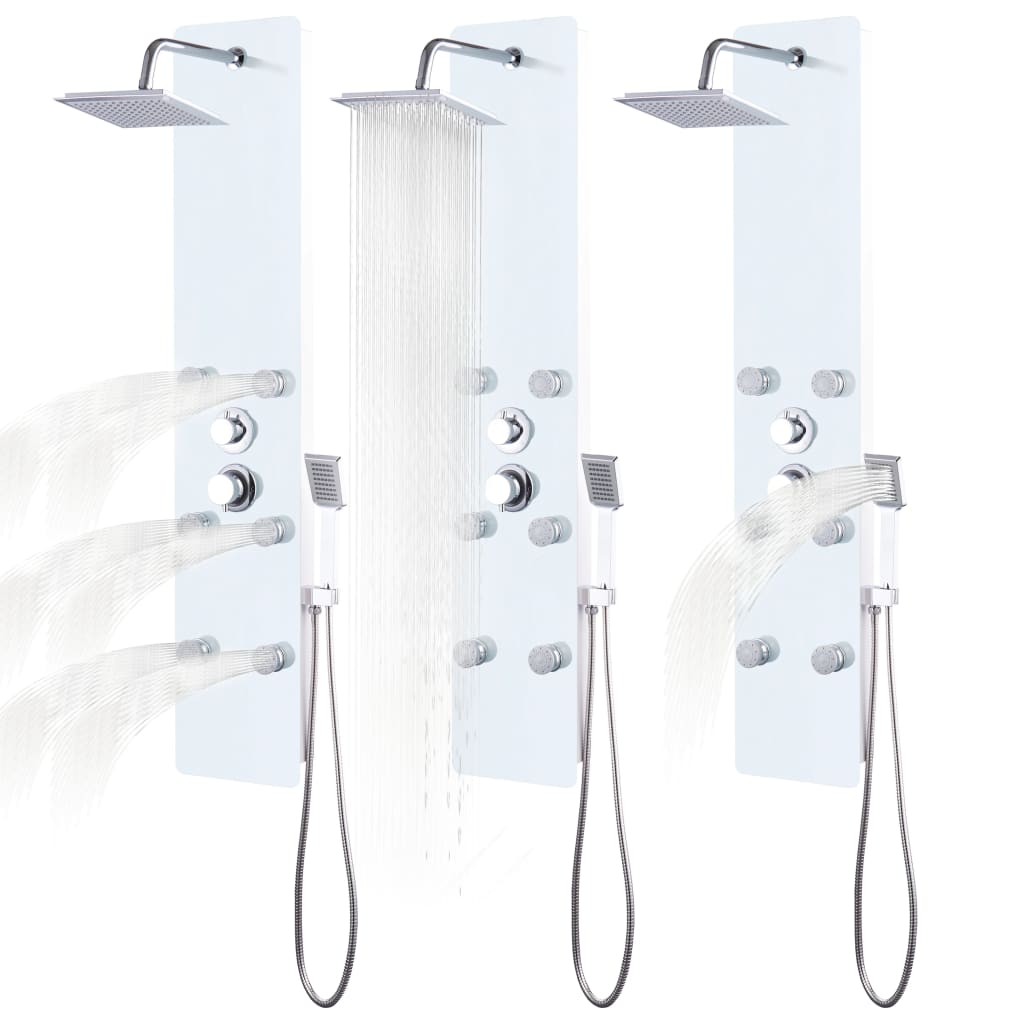 Shower panel, glass, 25x44.6x130cm, white
