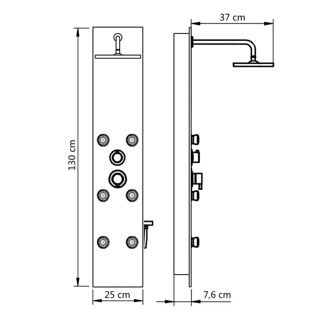 Shower panel, glass, 25x44.6x130cm, white