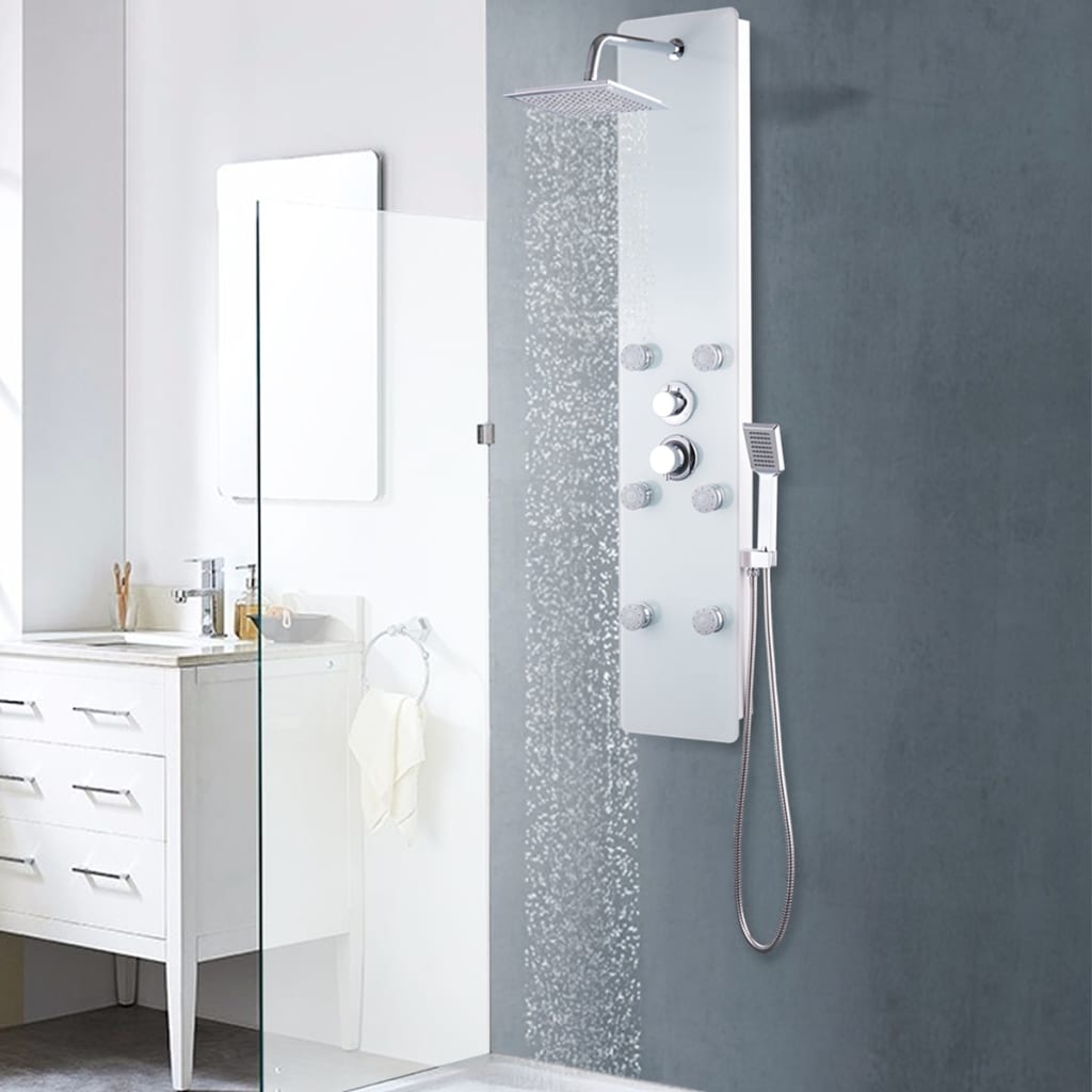 Shower panel, glass, 25x44.6x130cm, white