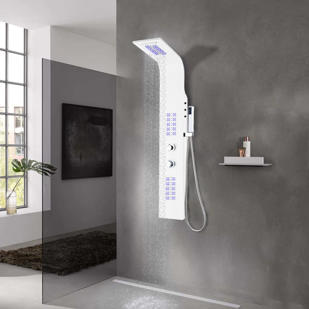 Shower system, white, 20x44x130cm, aluminum