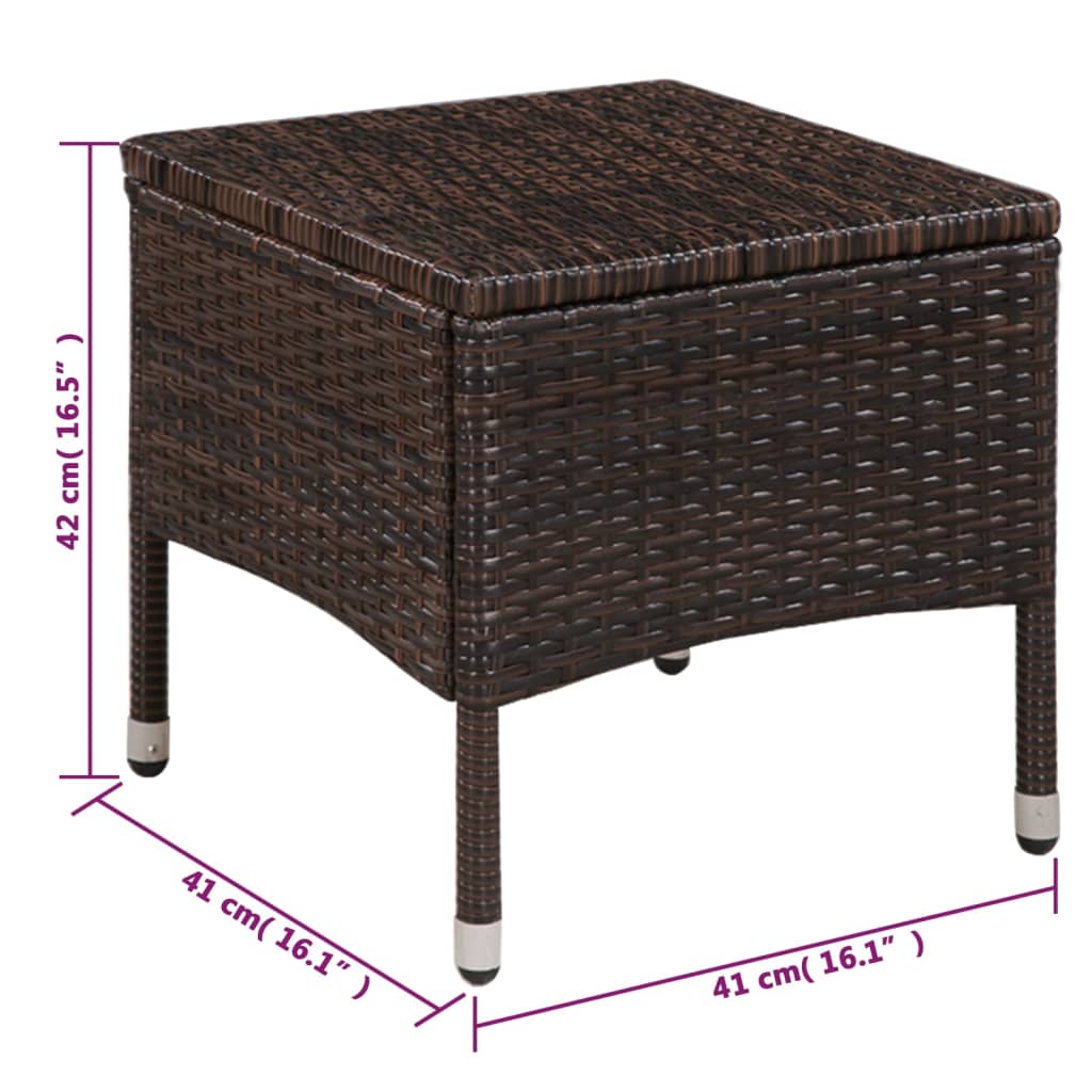 Outdoor chair and stool with cushions, poly rattan, brown