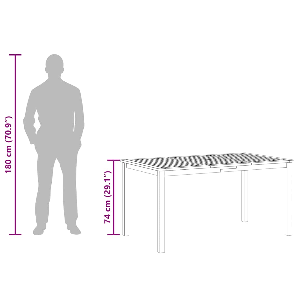 Sodo stalas, 150x90x74cm, akacijos medienos masyvas