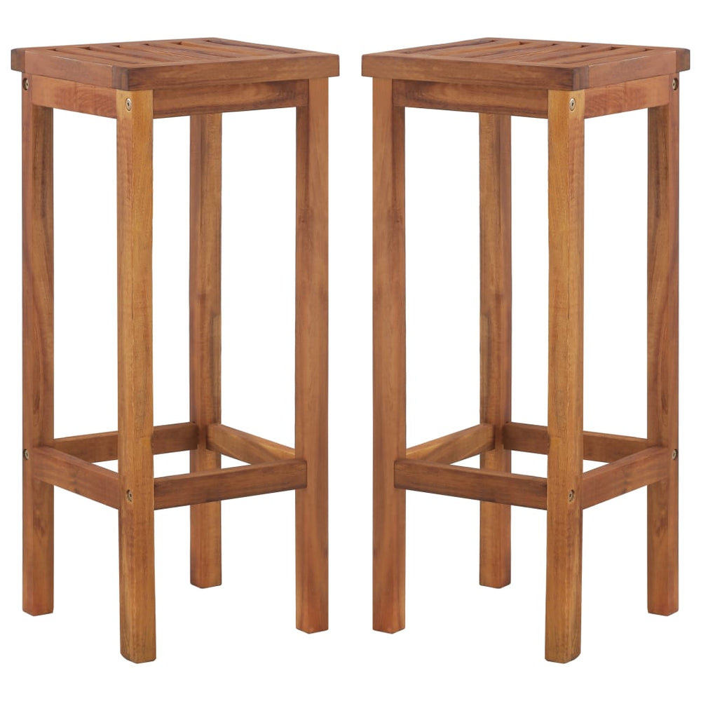 Bar stools, 2 pcs, solid acacia wood