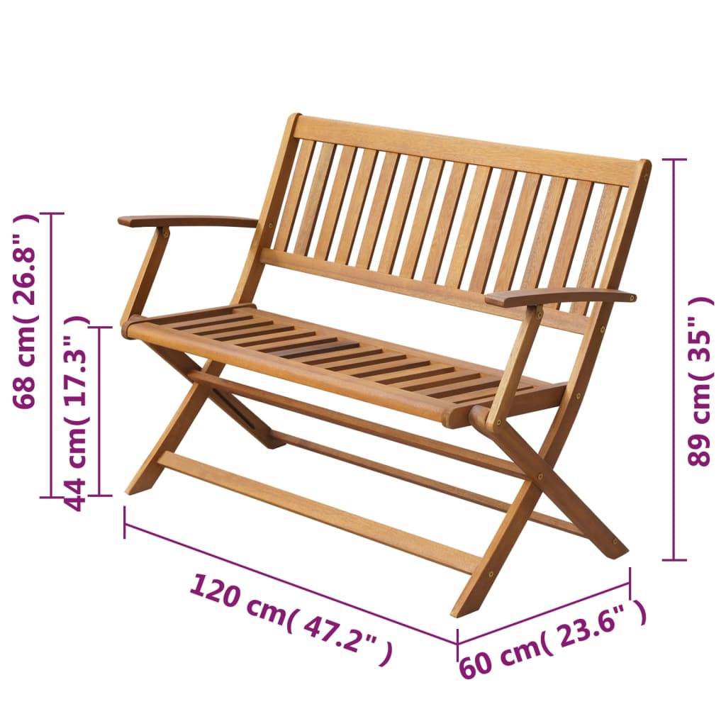 Garden bench, 120 cm, solid acacia wood