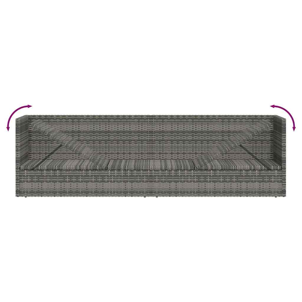 Garden sun lounger, grey, 200x60 cm, poly rattan