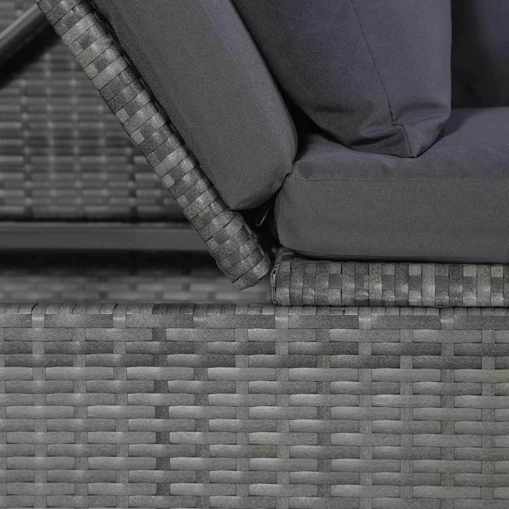 Garden sun lounger, grey, 200x60 cm, poly rattan