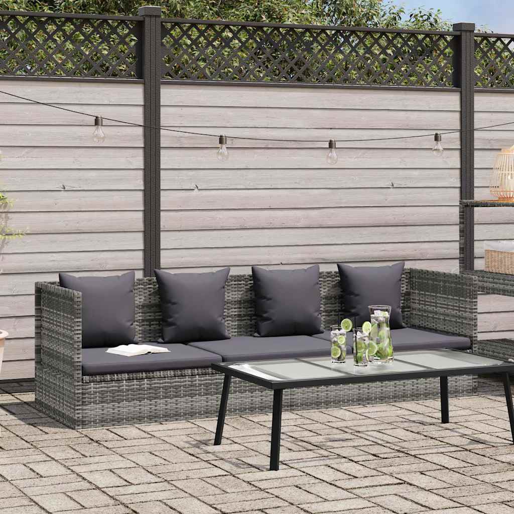Garden sun lounger, grey, 200x60 cm, poly rattan
