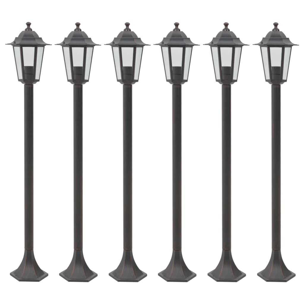 Sodo šviestuvai, 6vnt., E27, 110cm, aliuminis, bronziniai