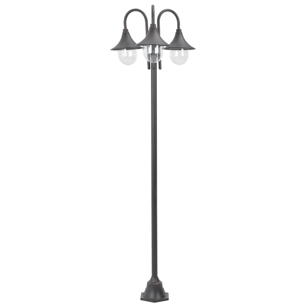 Dārza gaismeklis, E27, 220cm, alumīnijs, 3 gaismas, bronzas