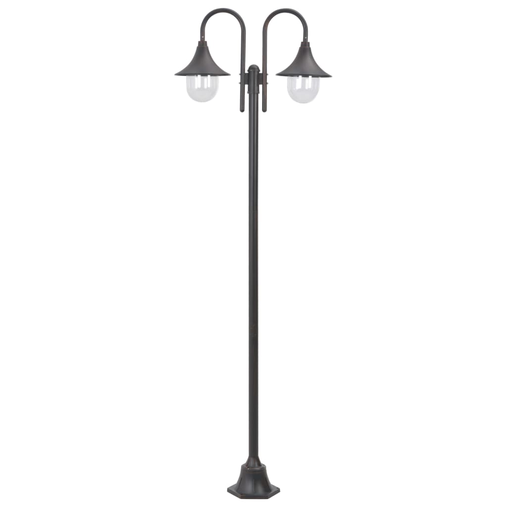 Garden lamp, E27, 220cm, aluminium, 2 lights, bronze