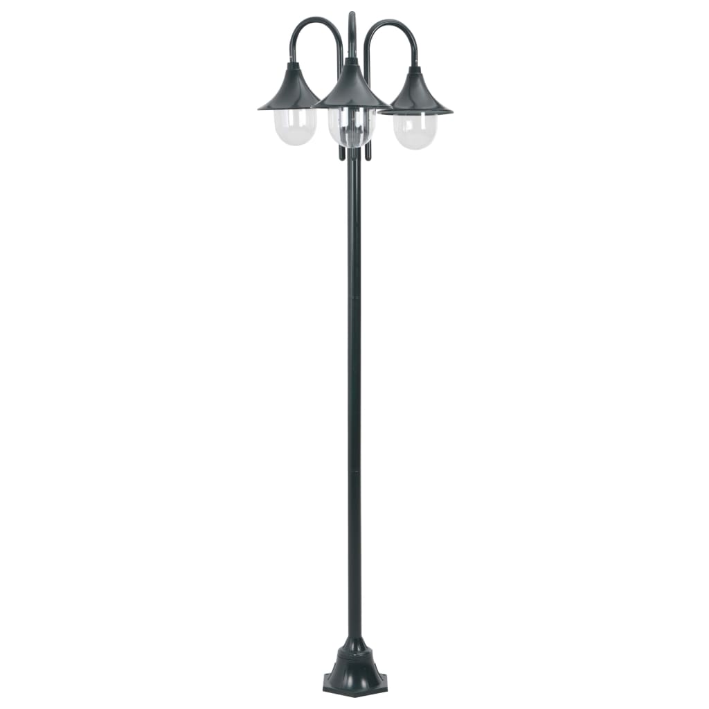 Dārza lampa, E27, 220cm, alum., 3 gaismas, tumši zaļa