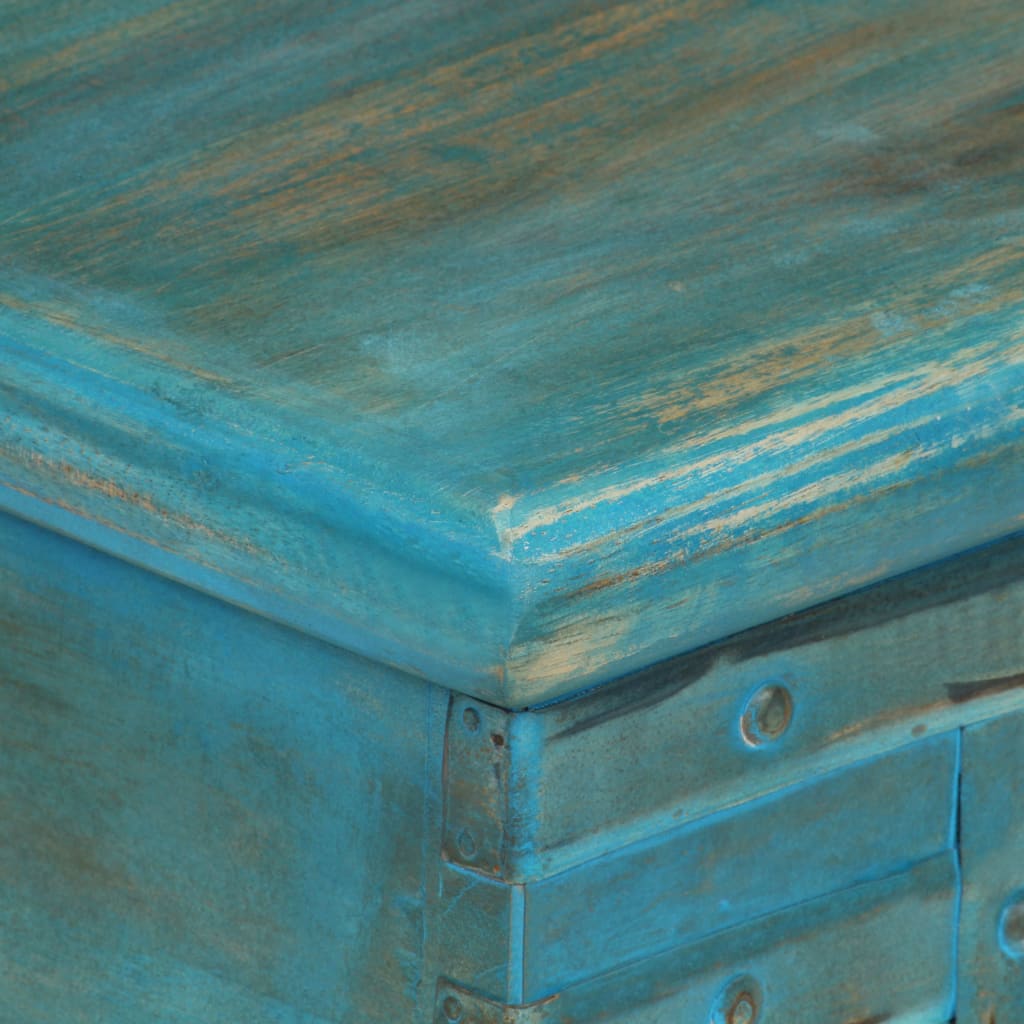 Storage box, solid mango wood, blue, 100x40x41cm