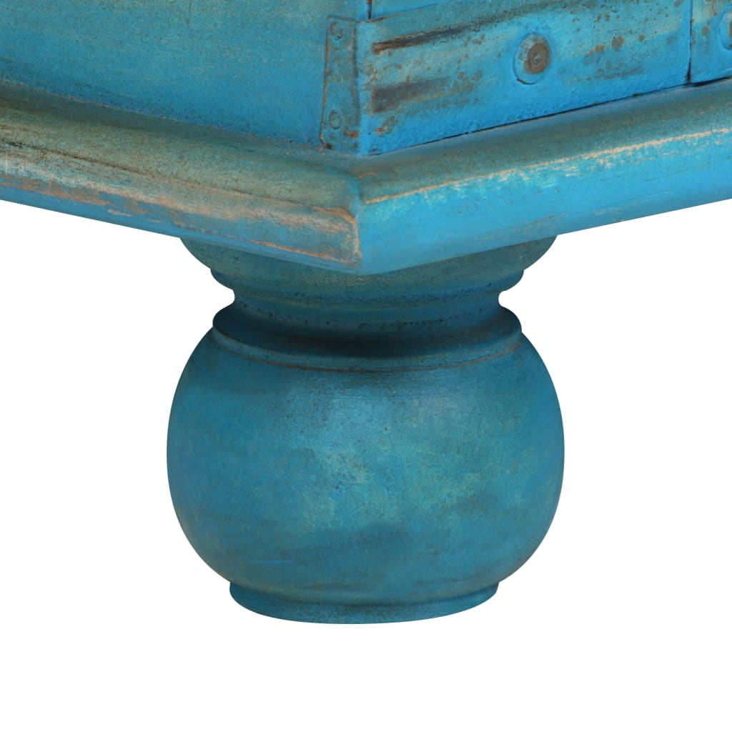 Storage box, solid mango wood, blue, 100x40x41cm